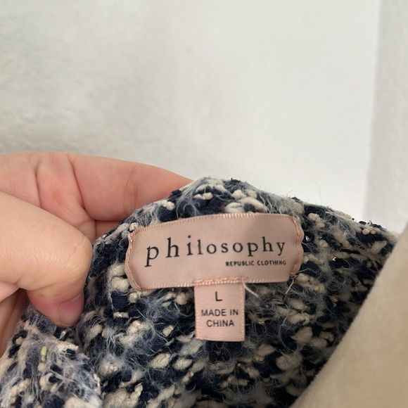 Philosophy Blue Cream Chunky Knit Super Soft Pullover (Lg) NWOT - Picture 8 of 9